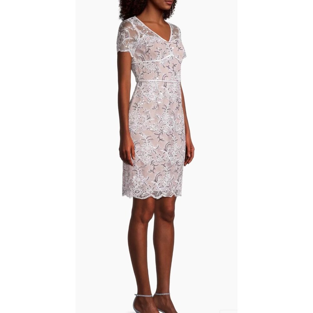 NWT Shani V neck Embroidery Short Sleeve Lace Sequin Cocktail Dress Size 8